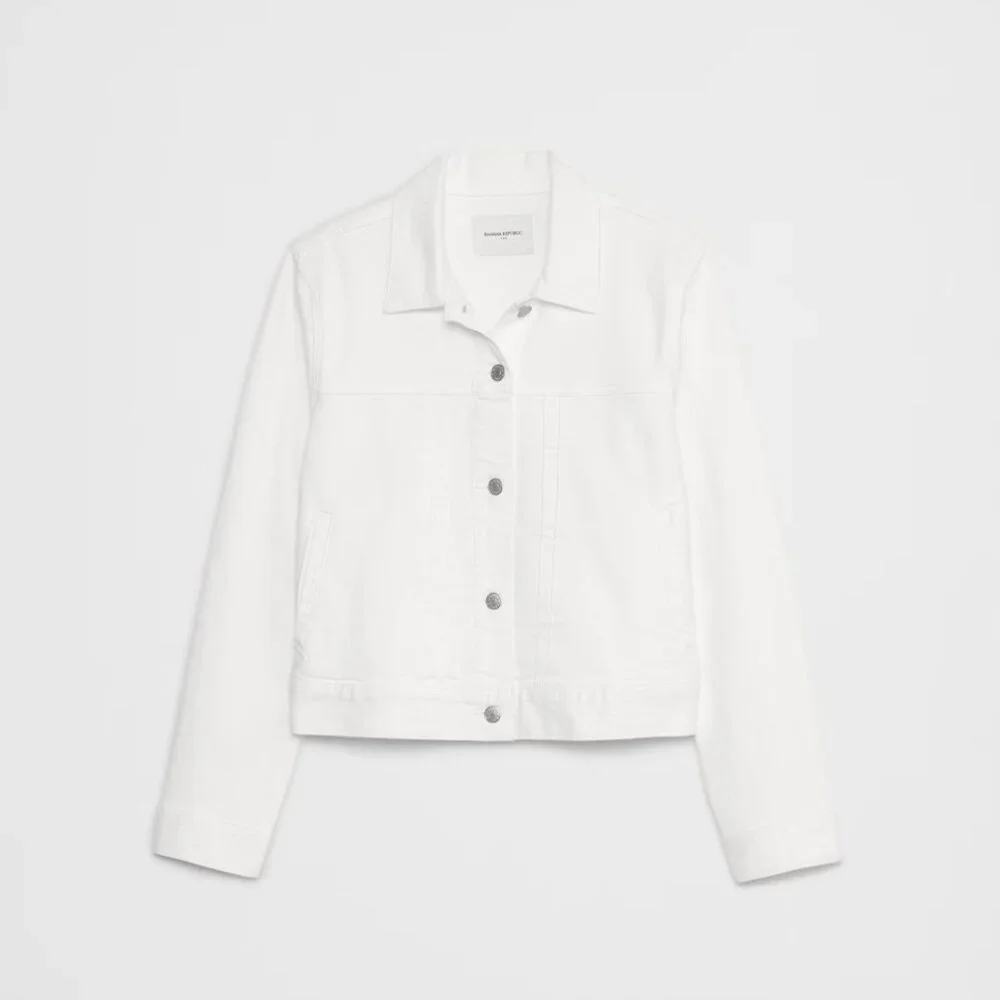 Banana Republic Factory Women's Denim Trucker Jacket, White, Large, NWT - Picture 4 of 4